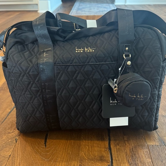 Nicole Miller Handbags - New! Nicole Miller Quilted Black Diaper Duffle Bag